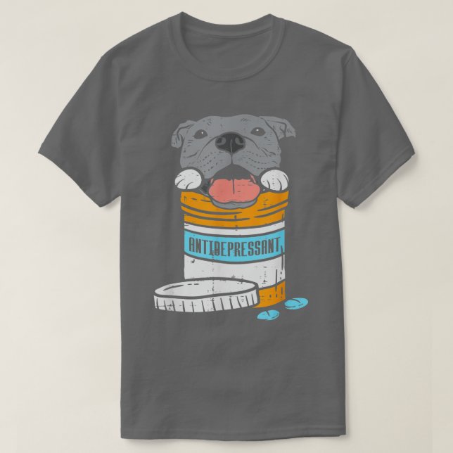 Camiseta Antidepressivo Pitbull Engraçado Cachorro Sozinho (Frente do Design)