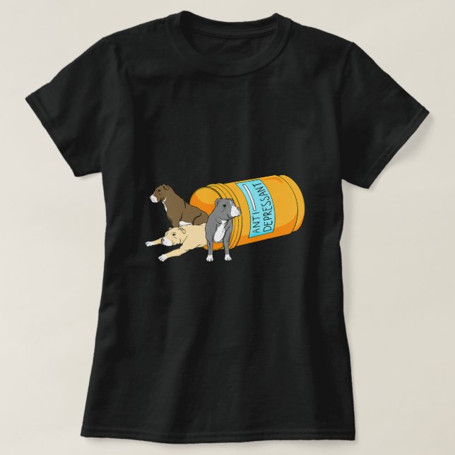 Camiseta Antidepressivo Proprietário do Cão Pitbull Animal  (Frente do Design)