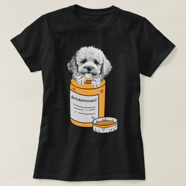Camiseta Antidepressivo Proprietário do Poodle Amante de os (Frente do Design)