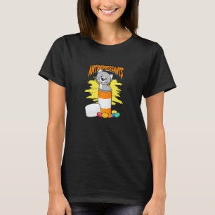 Camiseta Antidepressivos Gatos Cinzas Listras Naturais Padr