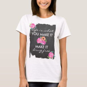 Camiseta Antidrogas Floral Quadro Negro