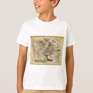 Camiseta Antiga América Britânica Explora o Mapa de Bens Po
