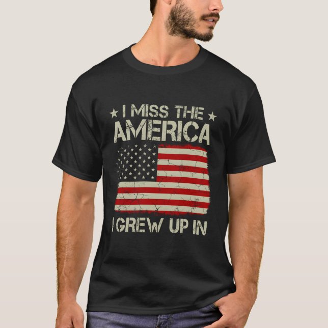 Camiseta Antiga Bandeira Americana Que Sinto Falta Da Améri (Frente)