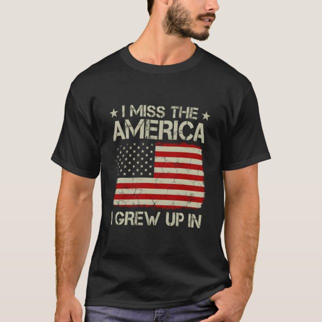 Camiseta Antiga Bandeira Americana Que Sinto Falta Da Améri (Frente)