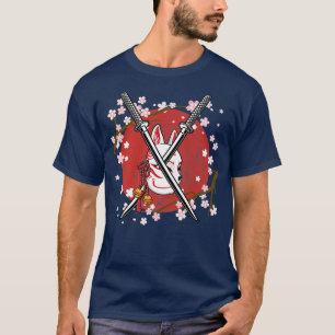 Camiseta Antiga cerejeira japonesa Flor Samurai Katana Swo