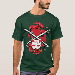 Camiseta Antiga cerejeira japonesa Flor Samurai Katana Swo