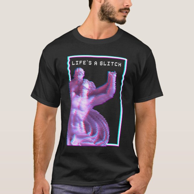 Camiseta Antiga Estátua grega estética Vaporwave reluzente (Frente)