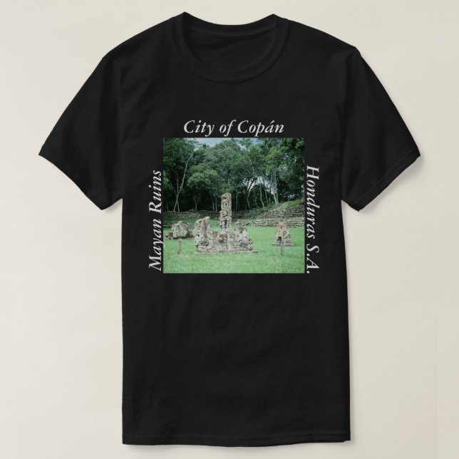 Camiseta Antiga Mayan Ruins Copan Honduras Design de Foto (Frente do Design)