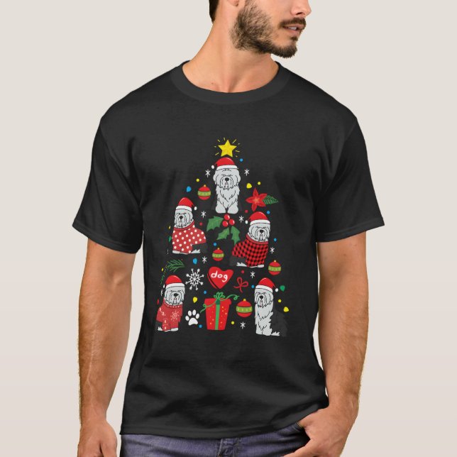 Camiseta Antiga Sheepdog Sheepie Ornat Tree (Frente)