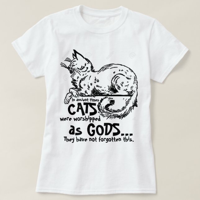 Camiseta Antigamente os gatos eram adorados como deuses Tee (Frente do Design)