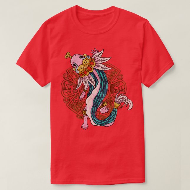 Camiseta Antigo Ancião Axolotl Aztec Serpente Mayan I Quetz (Frente do Design)