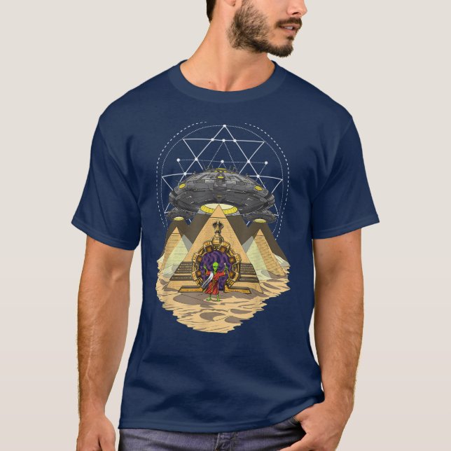 Camiseta Antigo da Pirâmide de OVNI da alienígena (Frente)