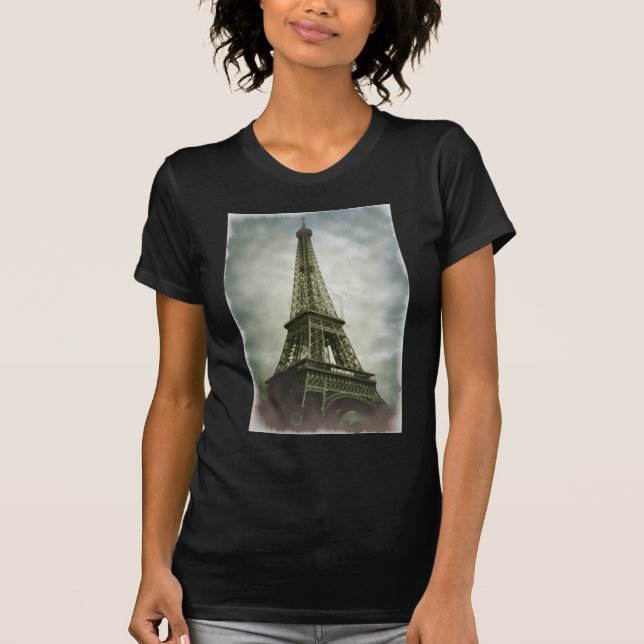Camiseta Antigo efeito fotográfico Torre Eiffel Paris (Frente)