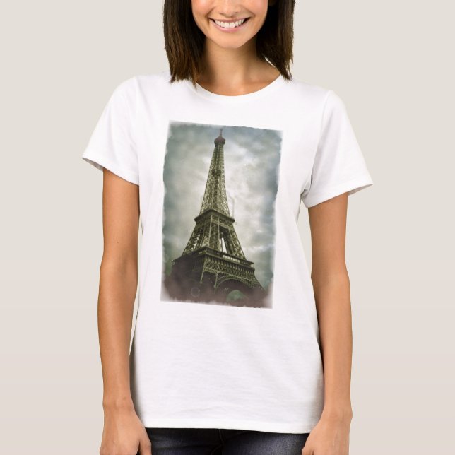 Camiseta Antigo efeito fotográfico Torre Eiffel Paris (Frente)