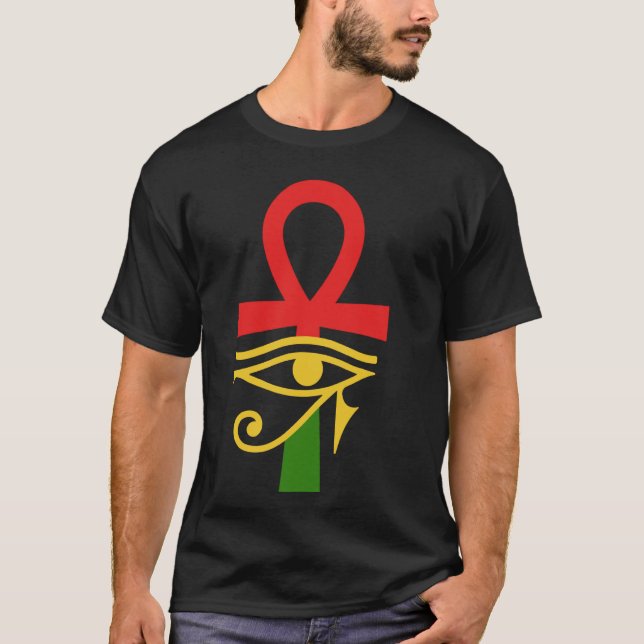 Camiseta Antigo Egito Ankh Egípcio Olho De Horus Kemetic (Frente)
