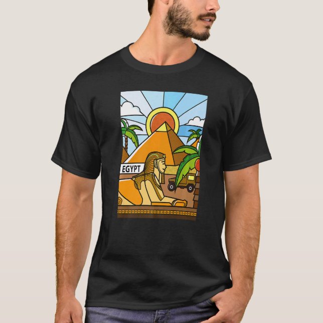 Camiseta Antigo Egito Antigo Esfinge Egípcio e Pirâmides Xm (Frente)