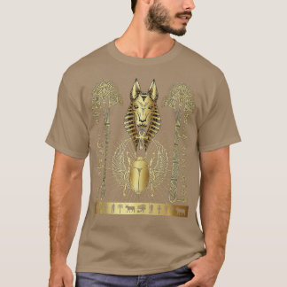 Camiseta Antigo Egito Deus Anubis Ankh Scarab Hieroglifos T