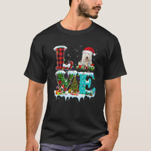Camiseta Antigo Inglês Sheepdog Árvore de Natal Papais noei
