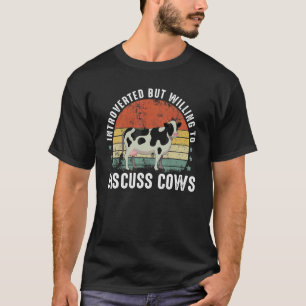 Camiseta Antigo Introvertido Agricultura Vacas da Fazenda