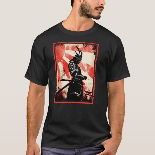 Camiseta Antigo Japonês Samurai Bushido Ronin Armor Asiátic (Frente)