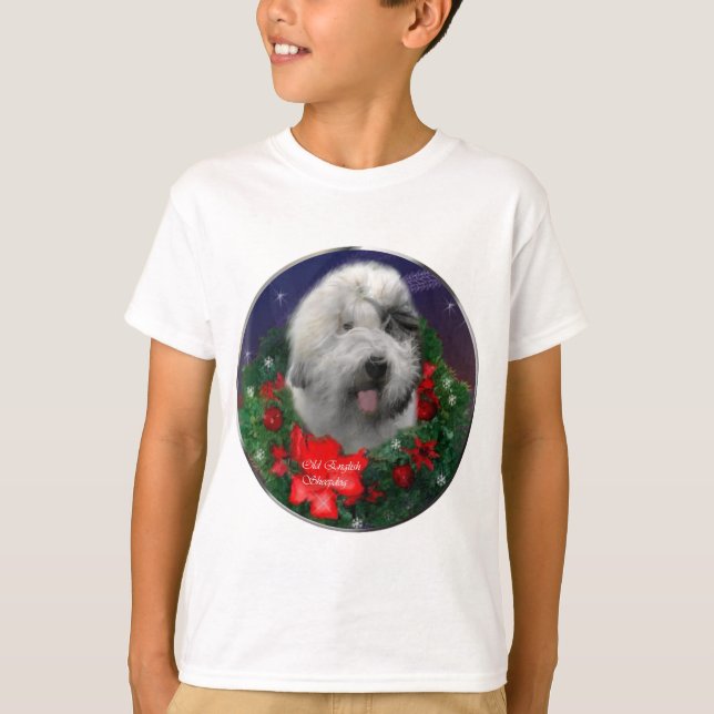 Camiseta Antigos presentes de Natal para Sheepdog em Inglês (Frente)