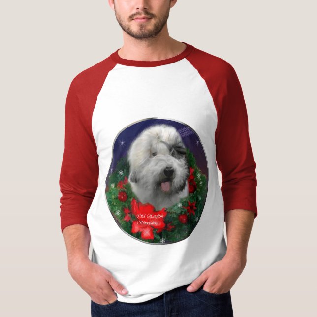 Camiseta Antigos presentes de Natal para Sheepdog em Inglês (Frente)