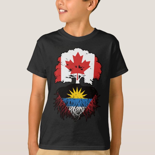 Camiseta Antigua Antiguan Canada Tree Roots Flag (Frente)