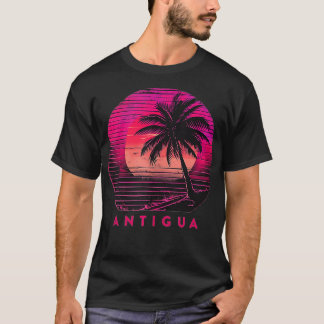 Camiseta Antígua Barbuda Praia Palm Trees Summer Sunset Vin