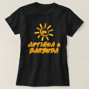 Camiseta Antígua e Barbuda amarelo brilhante e laranja