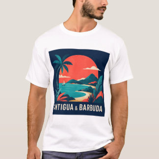 Camiseta Antigua e Barbuda Arte de Viagem Geométrico Modern