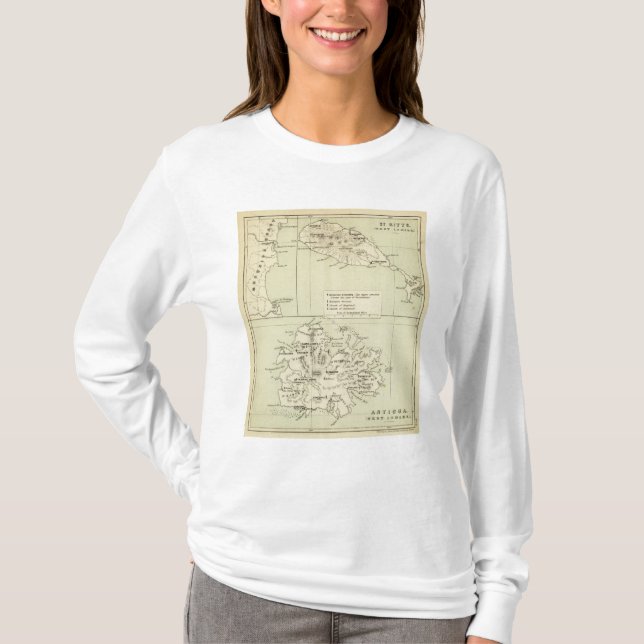 Camiseta Antígua litografou o mapa (Frente)