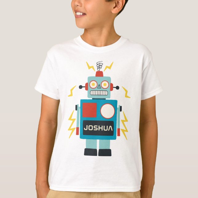 Camiseta Antiguamente Brinquedo Robot Birthday (Frente)