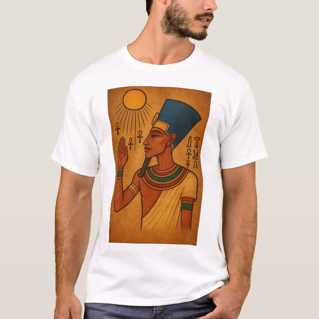 Camiseta Antiguamente Faraó Egípcio Akhenaten Sun Culto Art (Frente)