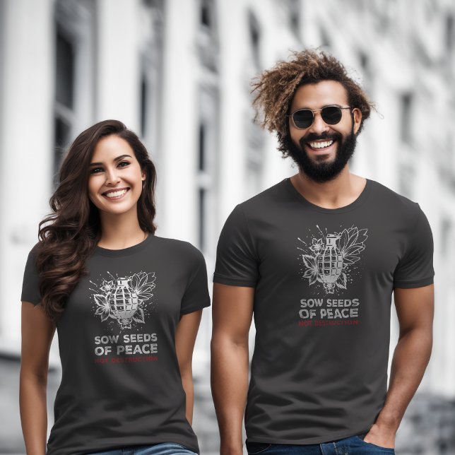 Camiseta antiguerra | Granada e Flor | Fim da guer (Criador carregado)