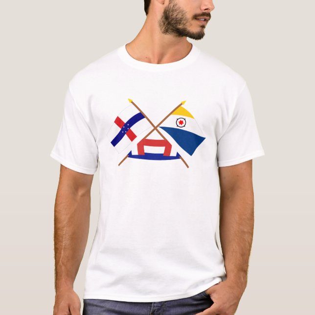 Camiseta Antilhas holandesas e bandeiras cruzadas Bonaire (Frente)