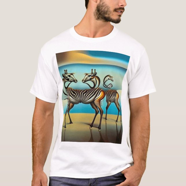 Camiseta Antílopes refletindo Zebras (Frente)