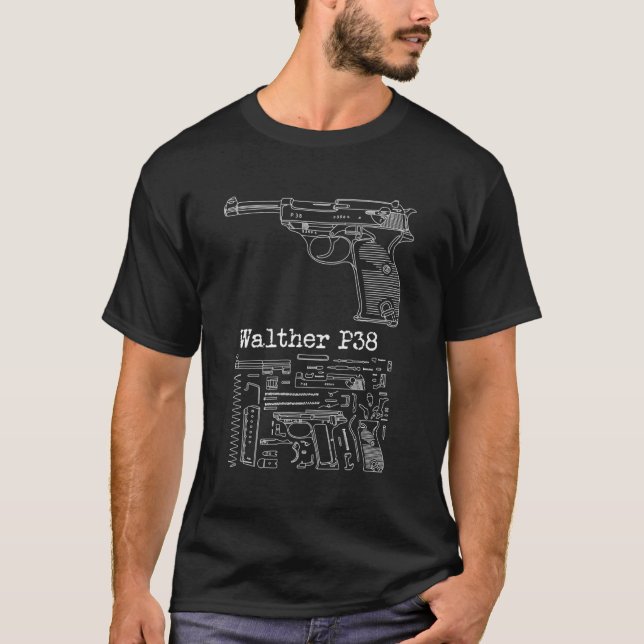 Camiseta Antique Wwii Walther P38 Para Coletor De Arma (Frente)