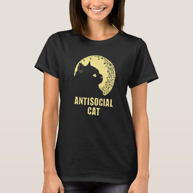 Camiseta Antisocial Cat  Cat  Humor Kitten Introvert (Frente)