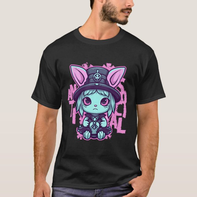 Camiseta Antisocial Kawaii Pastel Goth Cat Gothic Hera (Frente)