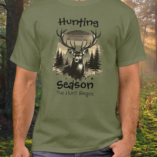 Camiseta Antlers Nature Green HUNTING Personalizar T-Shirt