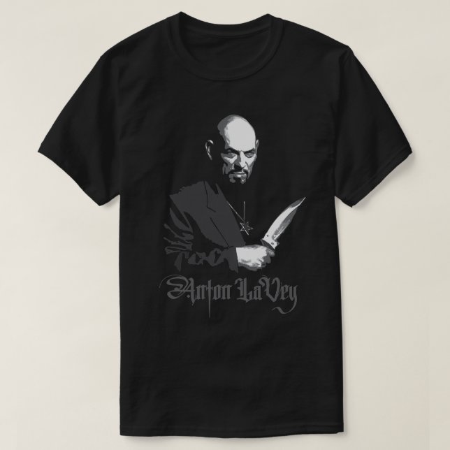 Camiseta Anton LaVey Ilustração do Líder Oculto (Frente do Design)