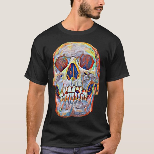 Camiseta Antropologia da arte do crânio abstrato anatomia h (Frente)