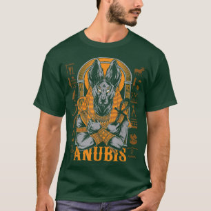 Camiseta Anubis Antigo Egito Hieróglifos Vintage