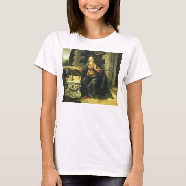 Camiseta Anunciação de Nossa Senhora por Leonardo da Vinci (Frente)