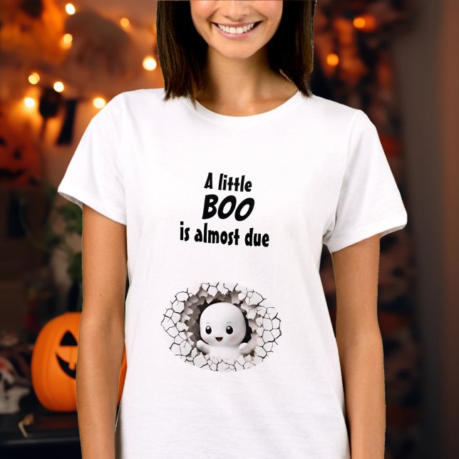 Camiseta Anunciamento do Bebê Fantasma do Halloween Engraça (Halloween Funny Peeking Ghost Baby Announcement T-Shirt)