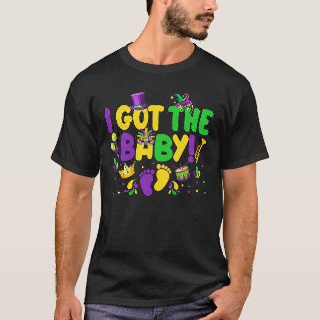 Camiseta Anunciante De Gravidez Tenho O Bebê Mardi Gras F (Frente)