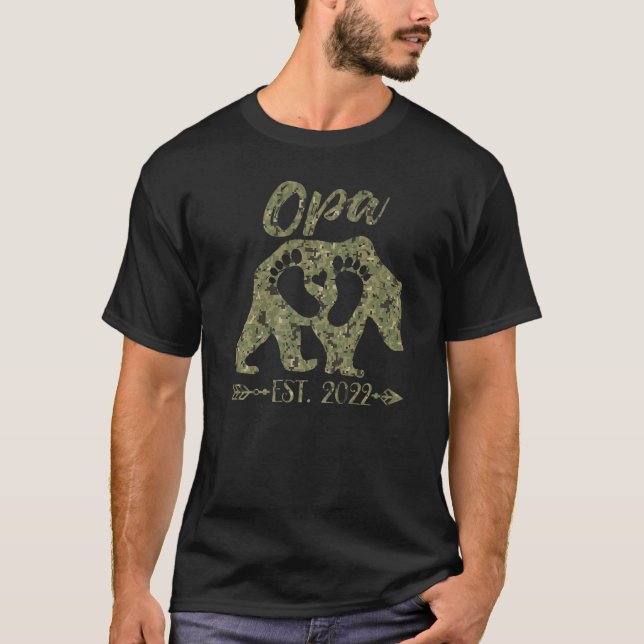 Camiseta Anunciante Do Bebê De 2022 Do New Opa Vovô Bear Es (Frente)