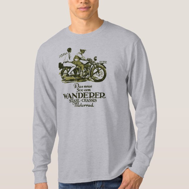 Camiseta Anúncio 1929 retro da motocicleta do andarilho do (Frente)