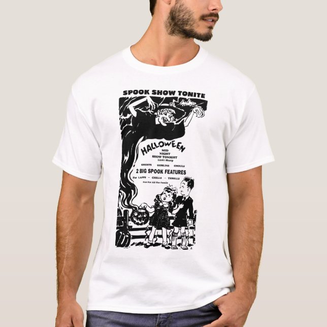 Camiseta Anúncio 1945 do filme da mostra do susto do Dia (Frente)