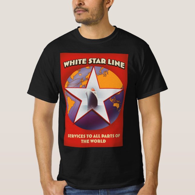 Camiseta Anúncio da linha de cruzeiros White Star. (Frente)